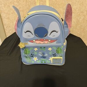 Disney Blue Stitch Backpack with Floral Design